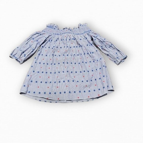 NWT Parker Spade Off-the-Shoulder Embroidered Cotton Top women’s XS blue - Picture 3 of 4